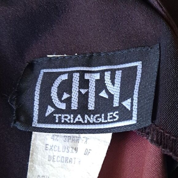 City Triangles Dark Burgundy with Black Velvety Embellishments Size 9 - Picture 5 of 6